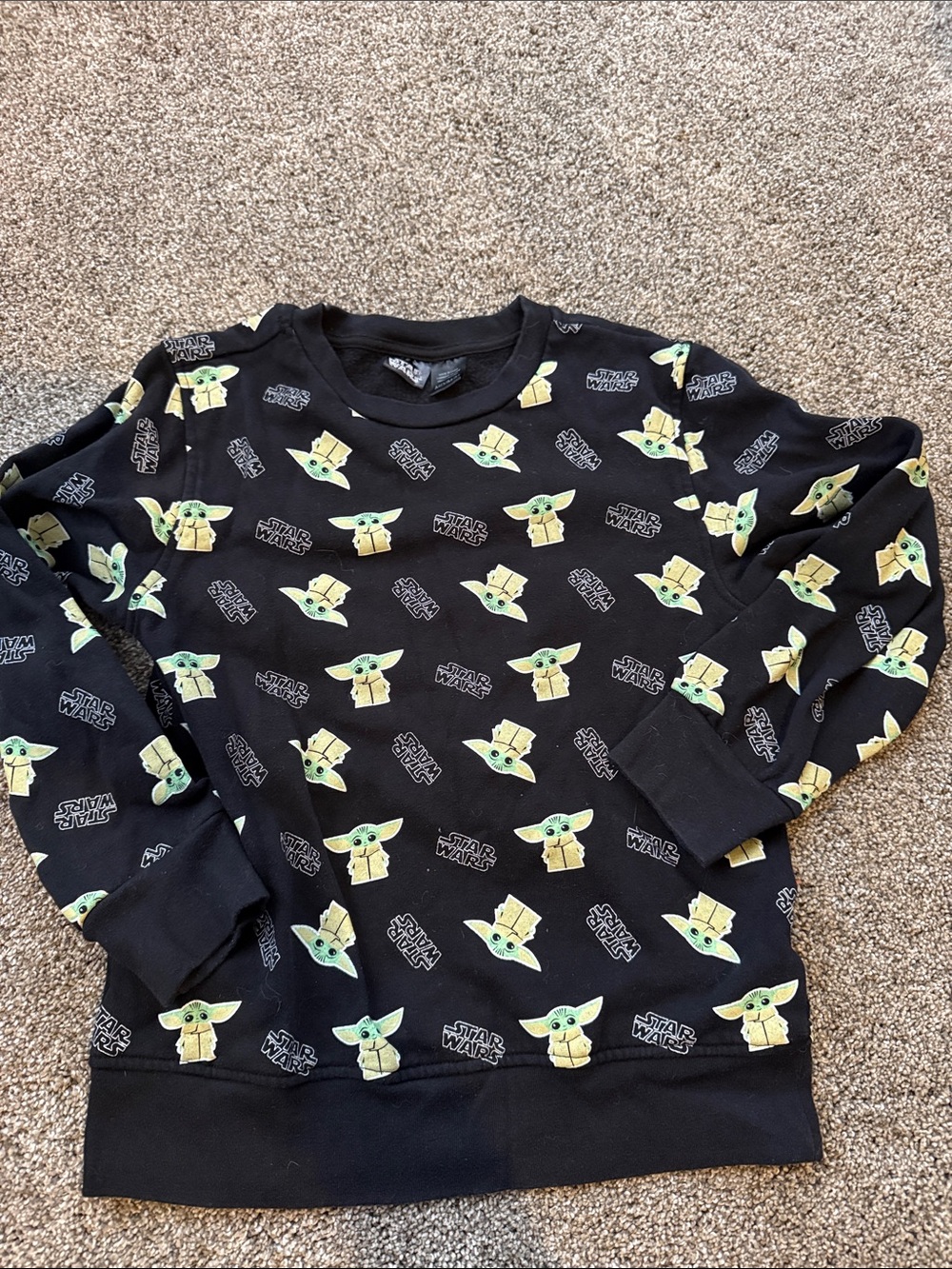 Star Wars Black Crewneck Sweater with Grogu All-Over Print